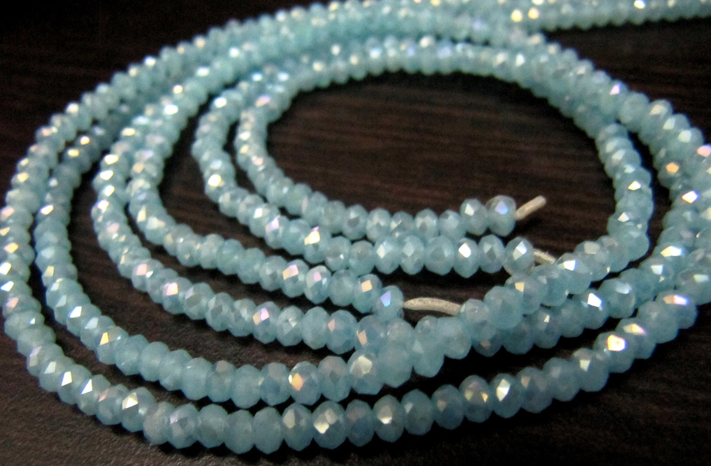 Mystic Coated Light Aqua Chalcedony Hydro Quartz Rondelle Faceted Size 4mm Beads Strand 13 inches long Wholesale prices