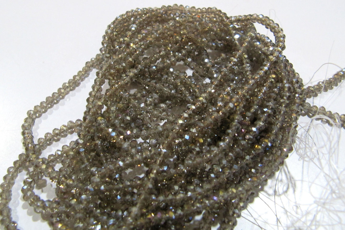 AB Coated Labradorite Hydro Quartz Rondelle Faceted Size 3mm Beads Strand 14 inches long approx. 150 Beads per String Wholesale prices