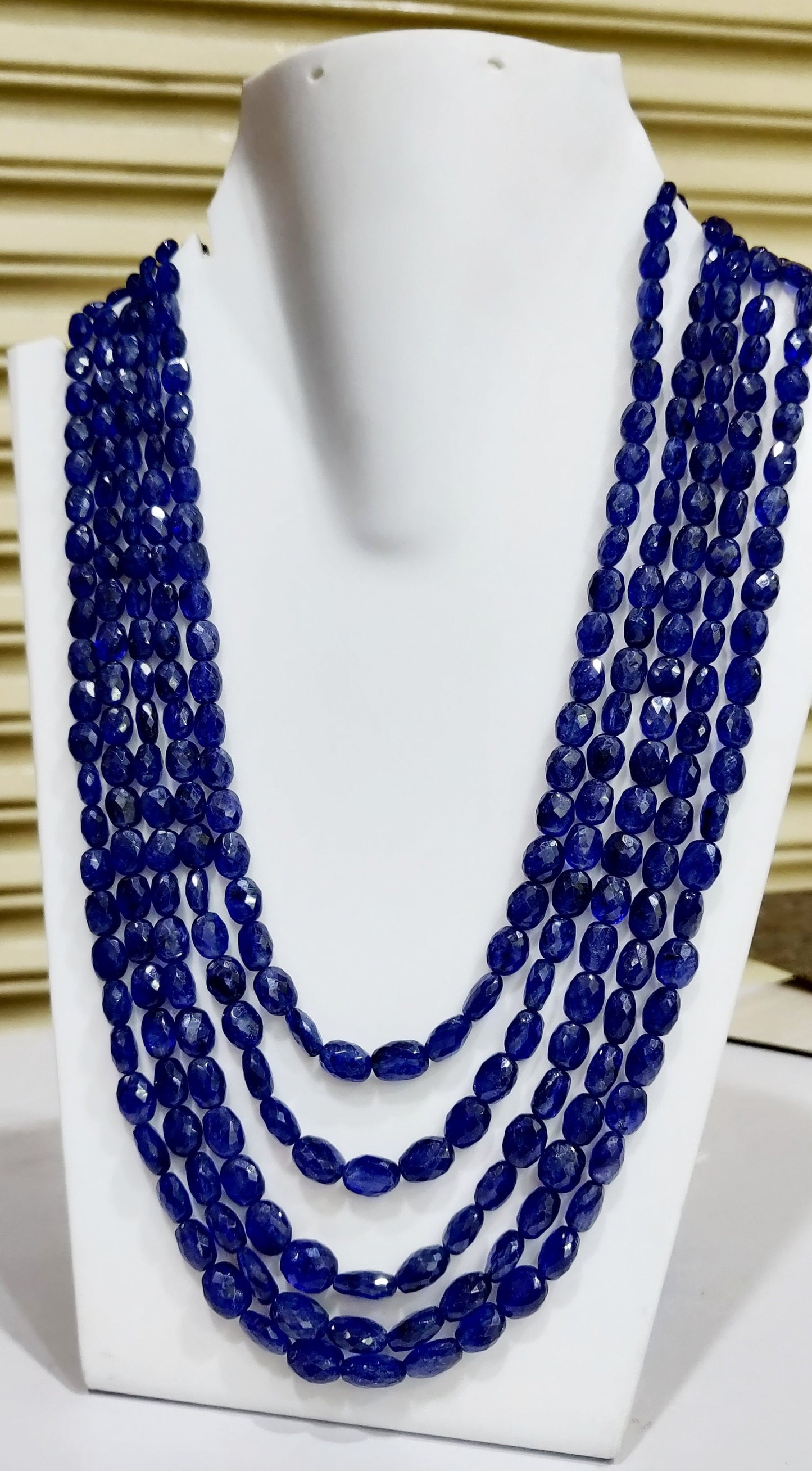 Natural Blue Sapphire Oval Shape Briolette Faceted 5x7mm to 8X11mm Size Beaded 18 inches long Necklace Top Quality Precious Gemstone Beads