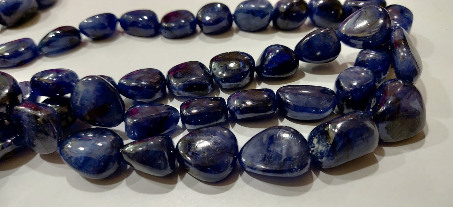 Natural Blue Sapphire Plain Smooth Nugget Tumbled Shape 12mm to 20mm Size Gemstone Beads Top Quality Wholesale Prices Choose the Strand