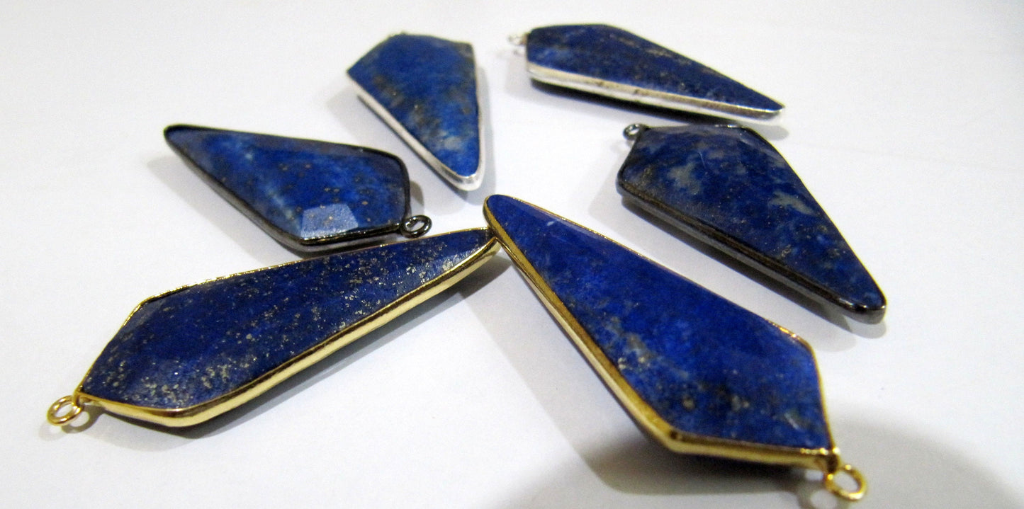 Mix Color Gemstone Briolette Faceted 15x35mm Approximately Arrowhead Shape Single Loop Bezel Connector Choose the gemstone color