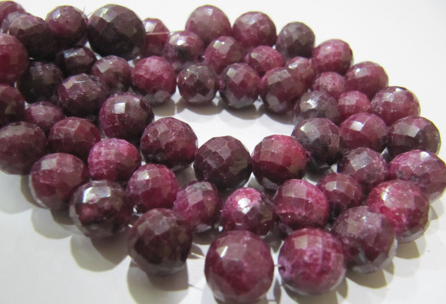 Ruby Corundum Round Ball Shape Briolette Faceted 8-12mm Size Gemstone beads Strand 8 inches long Precious Gemstone Beads Wholesale Prices