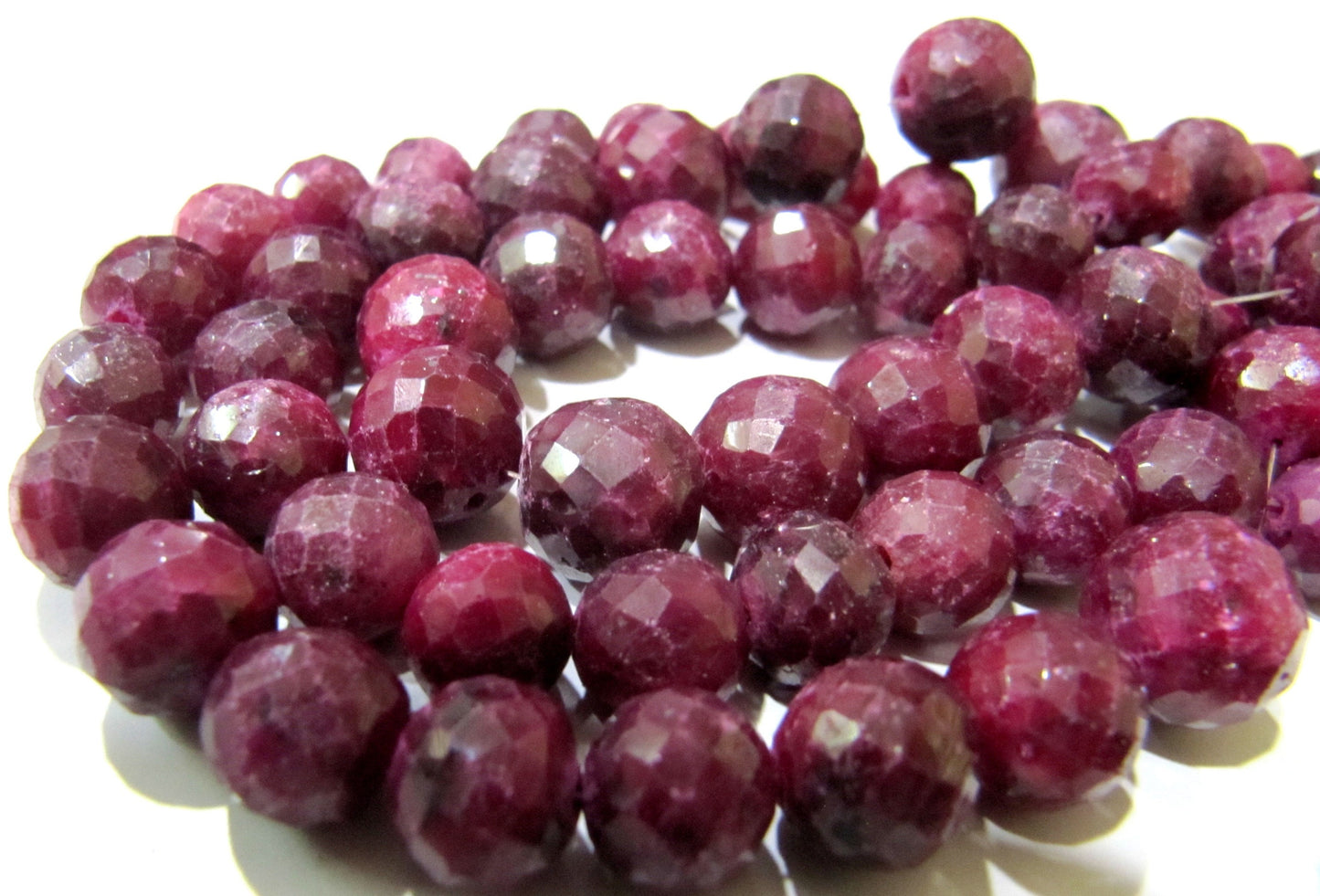 Ruby Corundum Round Ball Shape Briolette Faceted 8-12mm Size Gemstone beads Strand 8 inches long Precious Gemstone Beads Wholesale Prices