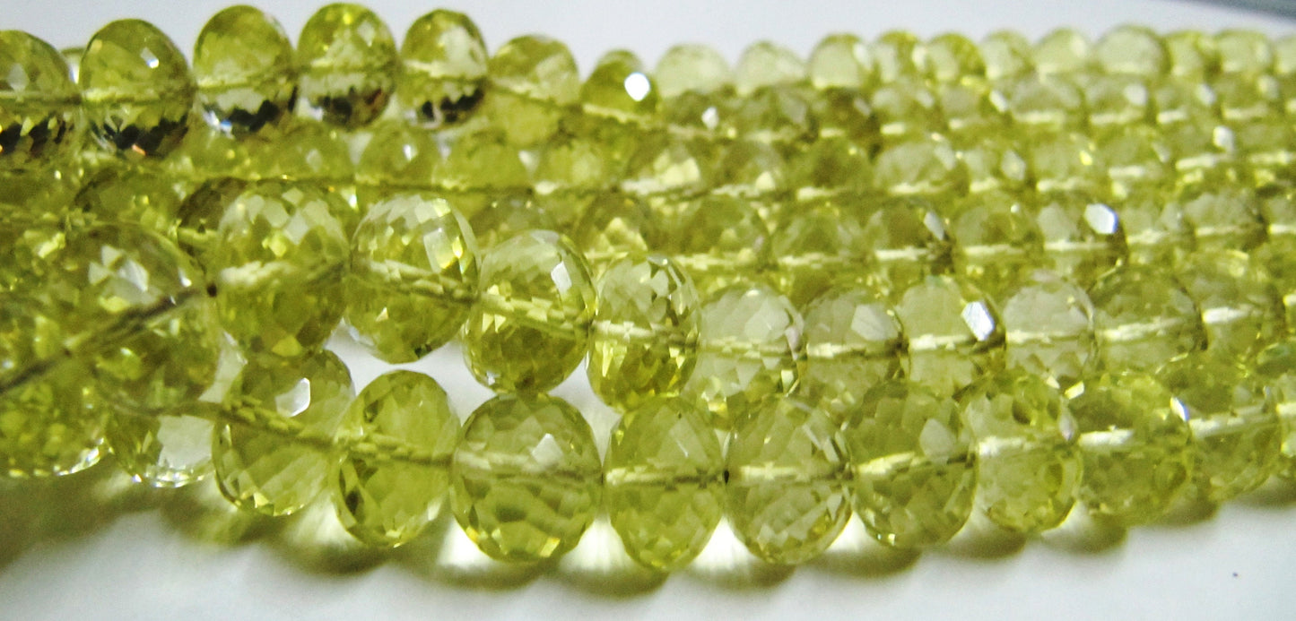 Natural Lemon Quartz Rondelle Faceted 7 to 10 mm Gemstone Beads Strand 8 inches long Wholesale Prices Jewelry making Healing crystals