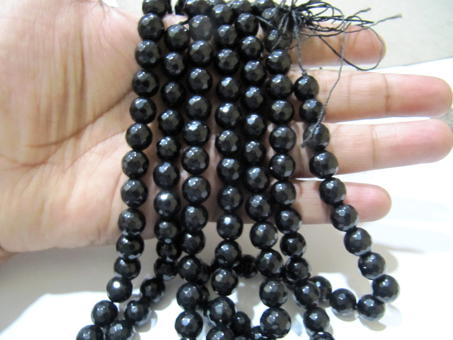 Black Onyx Round Faceted Round Ball Shape 10mm Size Beads Strand 14-15 inches long Black Onyx Gemstone Beads Wholesale Prices