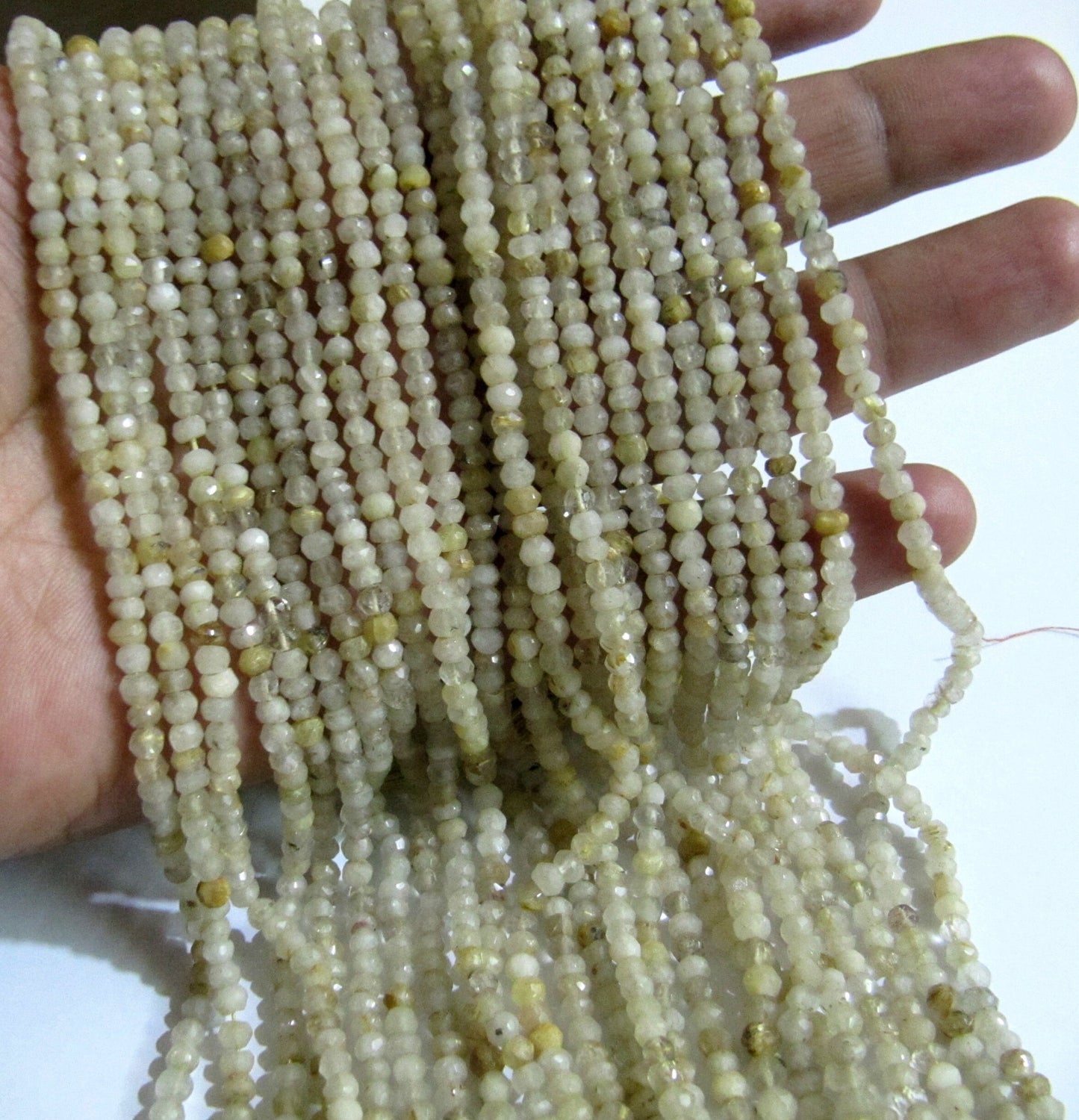 Natural Golden Rutilated Quartz 3-4mm Rondelle Faceted Beads sold per strand 13 Inch Long Semi Precious Golden Rutile Beads Top Quality
