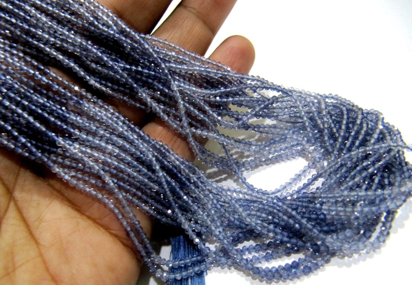 Natural Iolite 2mm Rondelle Micro faceted Gemstone Beads Strand 13 Inches Long Best Quality Blue Shaded Beads