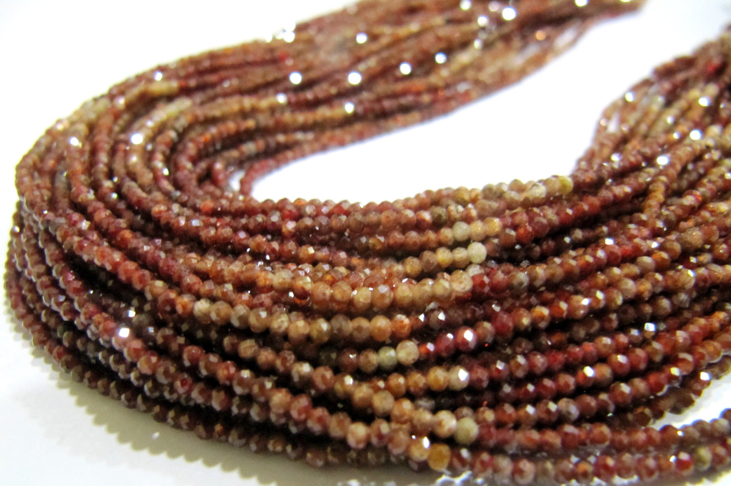 Natural Untreated Zirconia Brown Color Rondelle Faceted 2mm Beads Strand 13 inch long Top Quality Wholesale price Earth mined Zircon beads