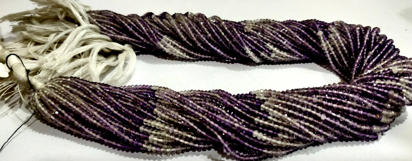 Natural Amethyst 2mm Rondelle Micro faceted Gemstone shaded Beads Strand 13 Inches Long Best Quality Purple Beads Sold Per Strand