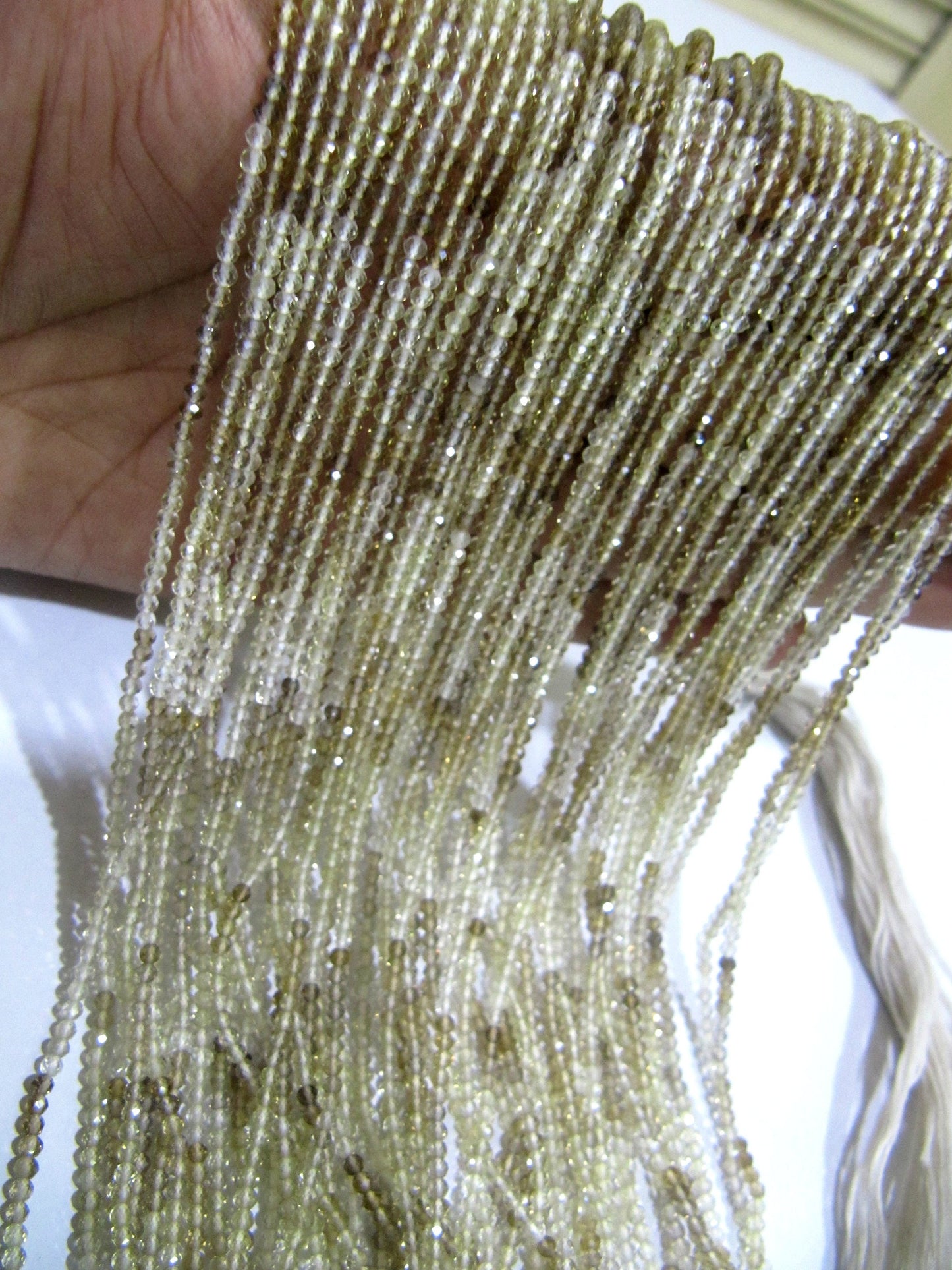 Natural Bio Lemon Quartz 2.5mm Rondelle Micro faceted Gemstone Beads Strand 13 Inches Long Best Quality Beads Sold Per Strand