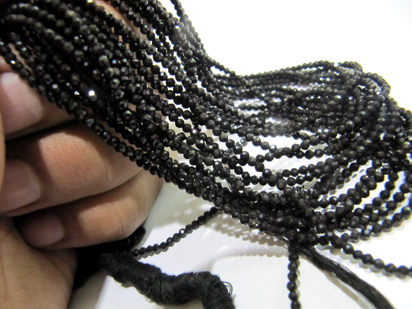 Natural Black tourmaline 2mm Rondelle Micro faceted Gemstone Beads Strand 13 Inches Long Best Quality Beads Sold Per Strand