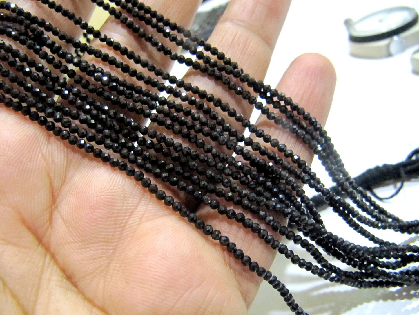 Natural Black tourmaline 2mm Rondelle Micro faceted Gemstone Beads Strand 13 Inches Long Best Quality Beads Sold Per Strand