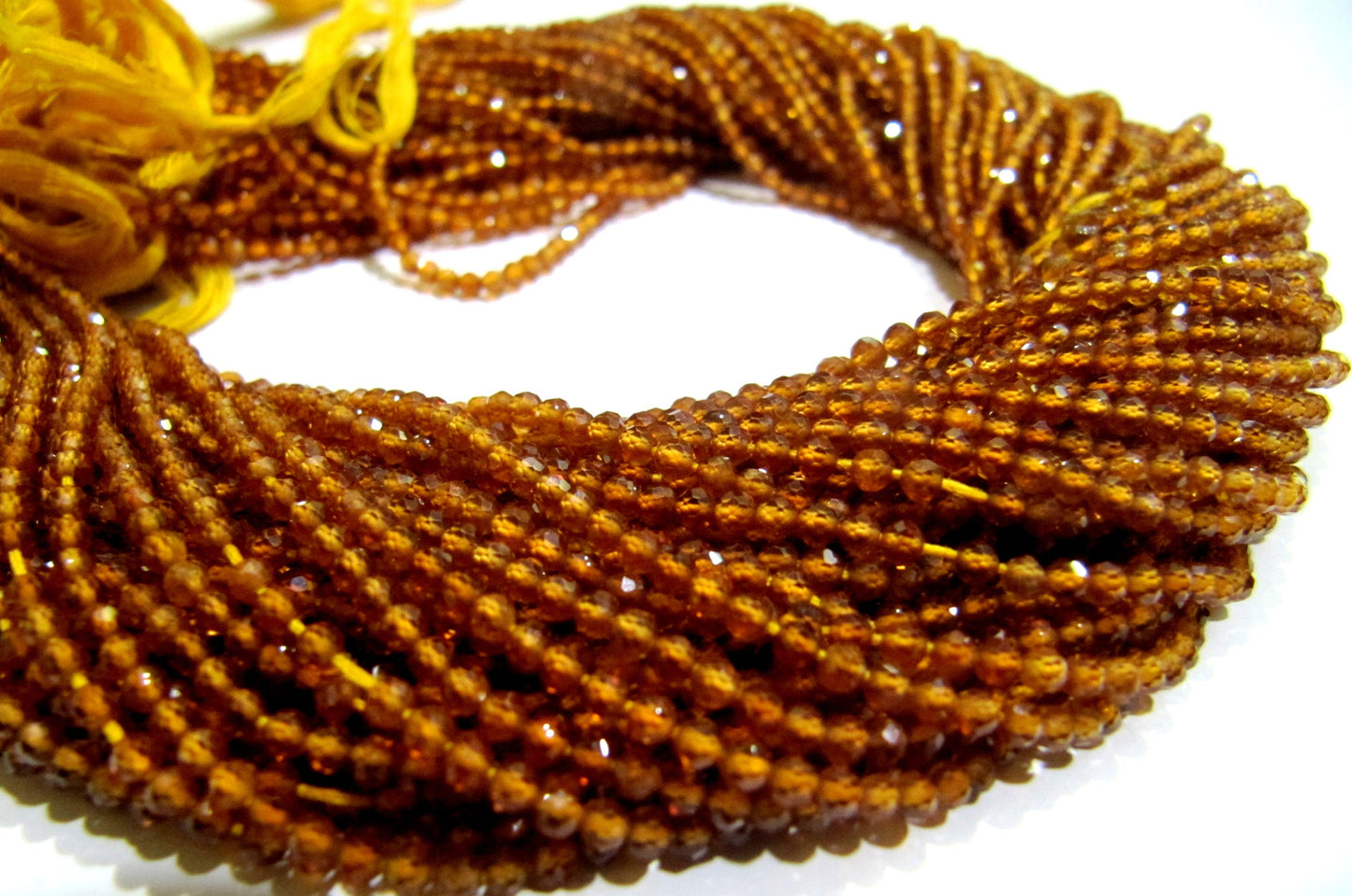Natural Hessonite Garnet 2.5mm Rondelle Micro faceted Gemstone Beads Strand 13 Inches Long Best Quality Beads Sold Per Strand