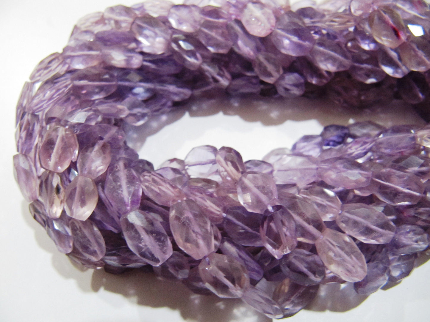 Natural Pink Amethyst Oval Faceted briolette Beads Size 6x9mm to 9x12mm Strand 10 inch Long Wholesale Prices