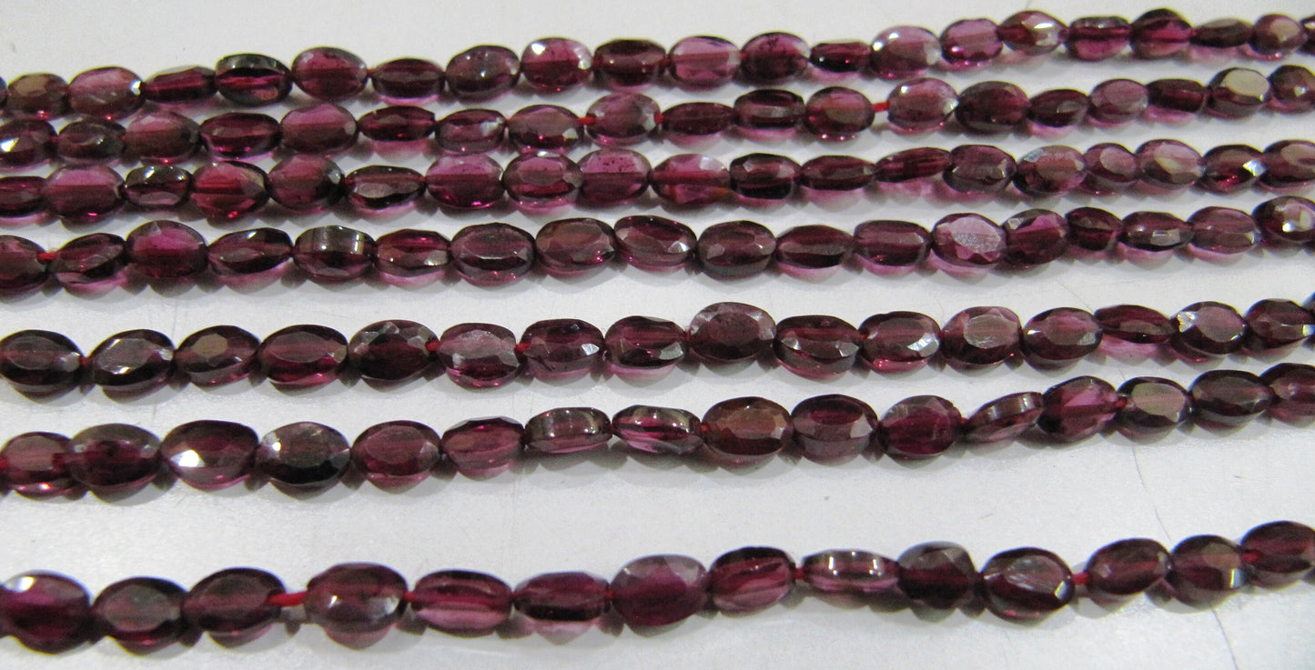 Natural Garnet Oval Shape Briolette Faceted 5 to 7mm Size Gemstone Beads Strand 13 inches long Jewelry Making Beads wholesale Prices