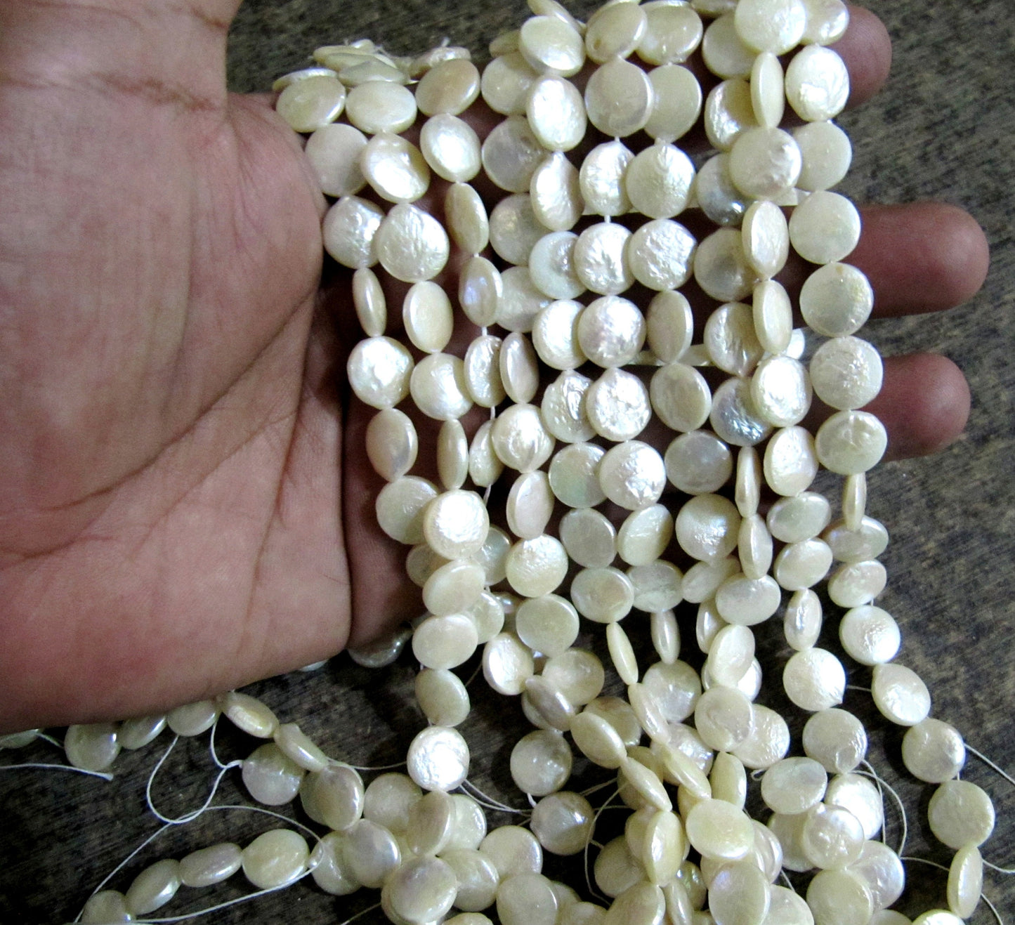 Natural Pearl Coin Shape 11-12mm Size Beads Strand 16 inches Long Jewelry Making Untreated Pearl Beads sold per strand 15 inch