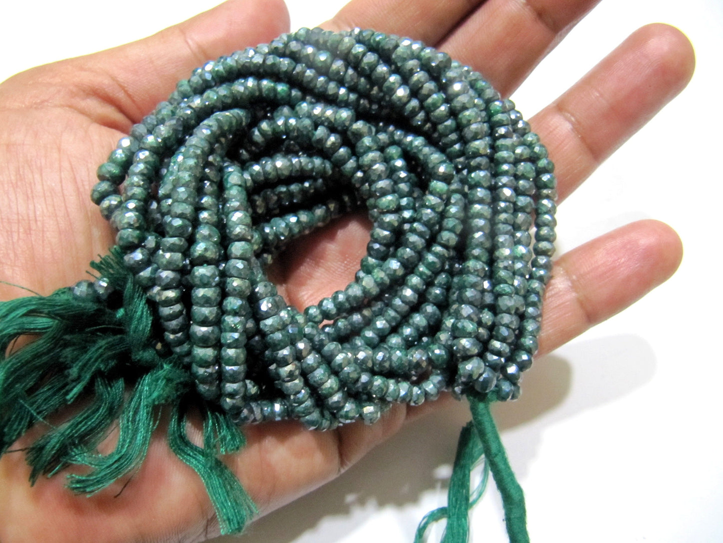 Natural Emerald Silverite Rondelle Faceted 4-5mm Size Gemstone Beads strand 13 Inches Long Wholesale Prices Jewelry making beads