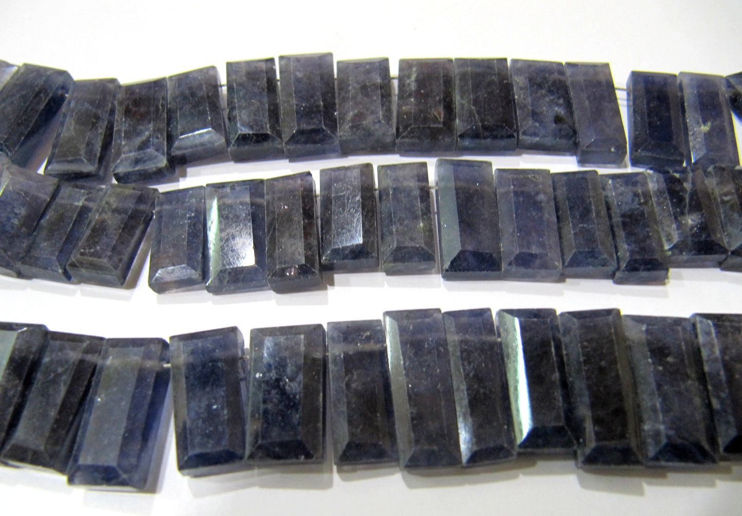 Natural Iolite Baguette Shape 15-20mm Approximately Long Side Drilled Beads strand 8 Inches long Sold Per Strand Jewelry making Beads