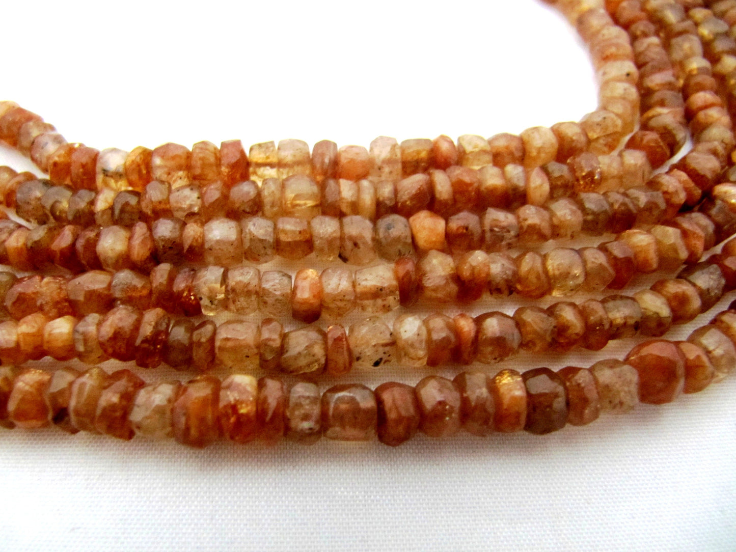 AAA Quality Graduated Natural Sunstone Beads / Rondelle Faceted Sunstone Beads / Size 4.5mm to 11mm Strand 16 inch long Birth Stone Beads