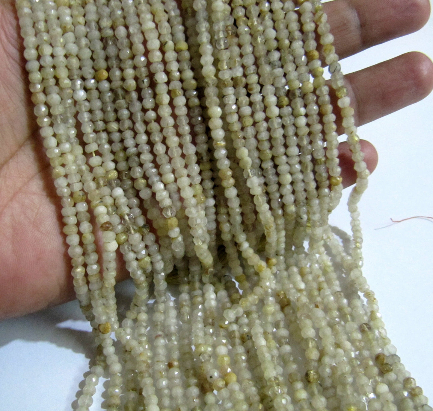 Natural Golden Rutilated Quartz 3-4mm Rondelle Faceted Beads sold per strand 13 Inch Long Semi Precious Golden Rutile Beads Top Quality
