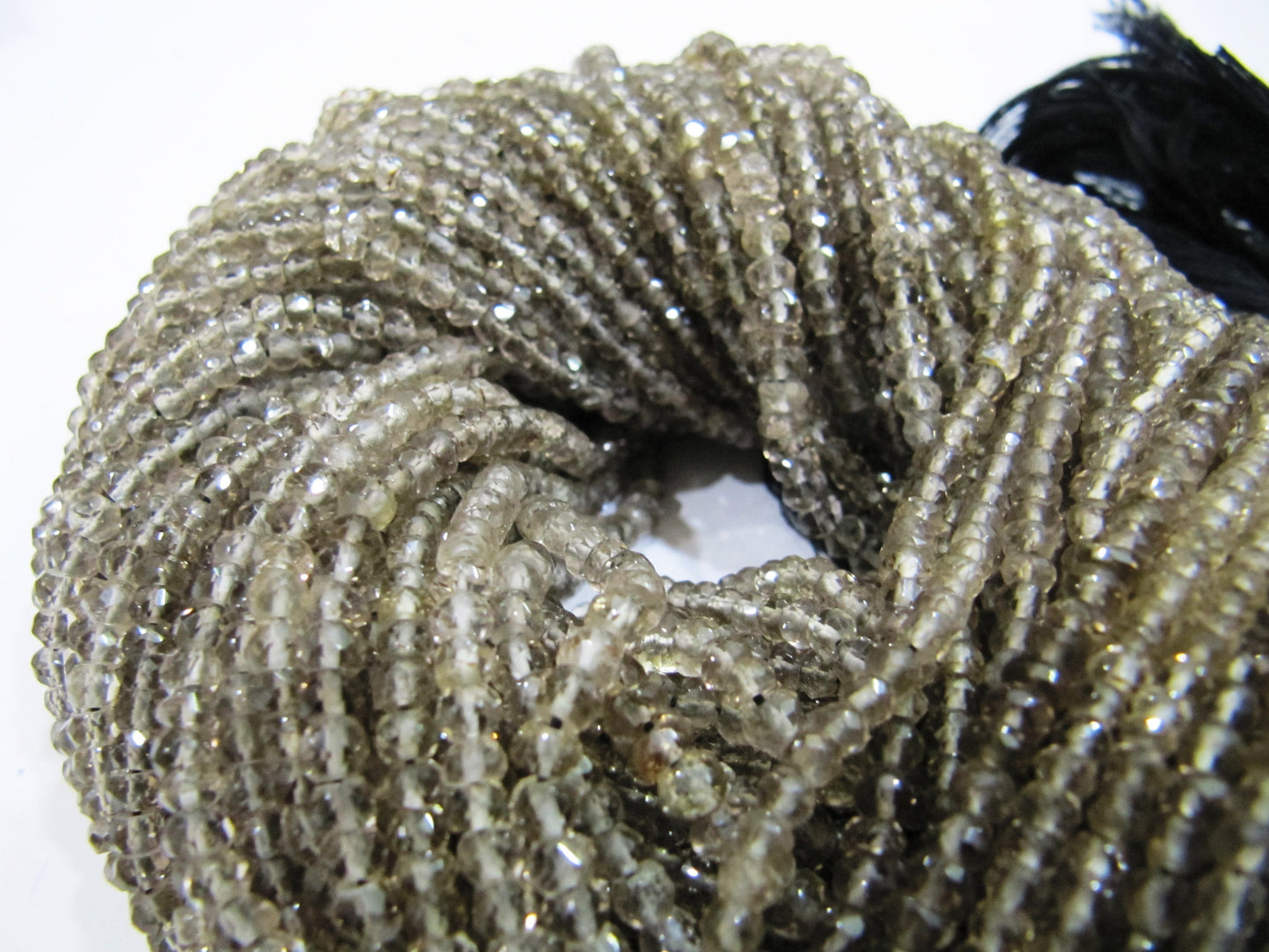 Natural Smoky Quartz Rondelle Faceted 3.5 to 4mm best Quality Beads Strand 13 inches Long Jewelry making gemstone beads