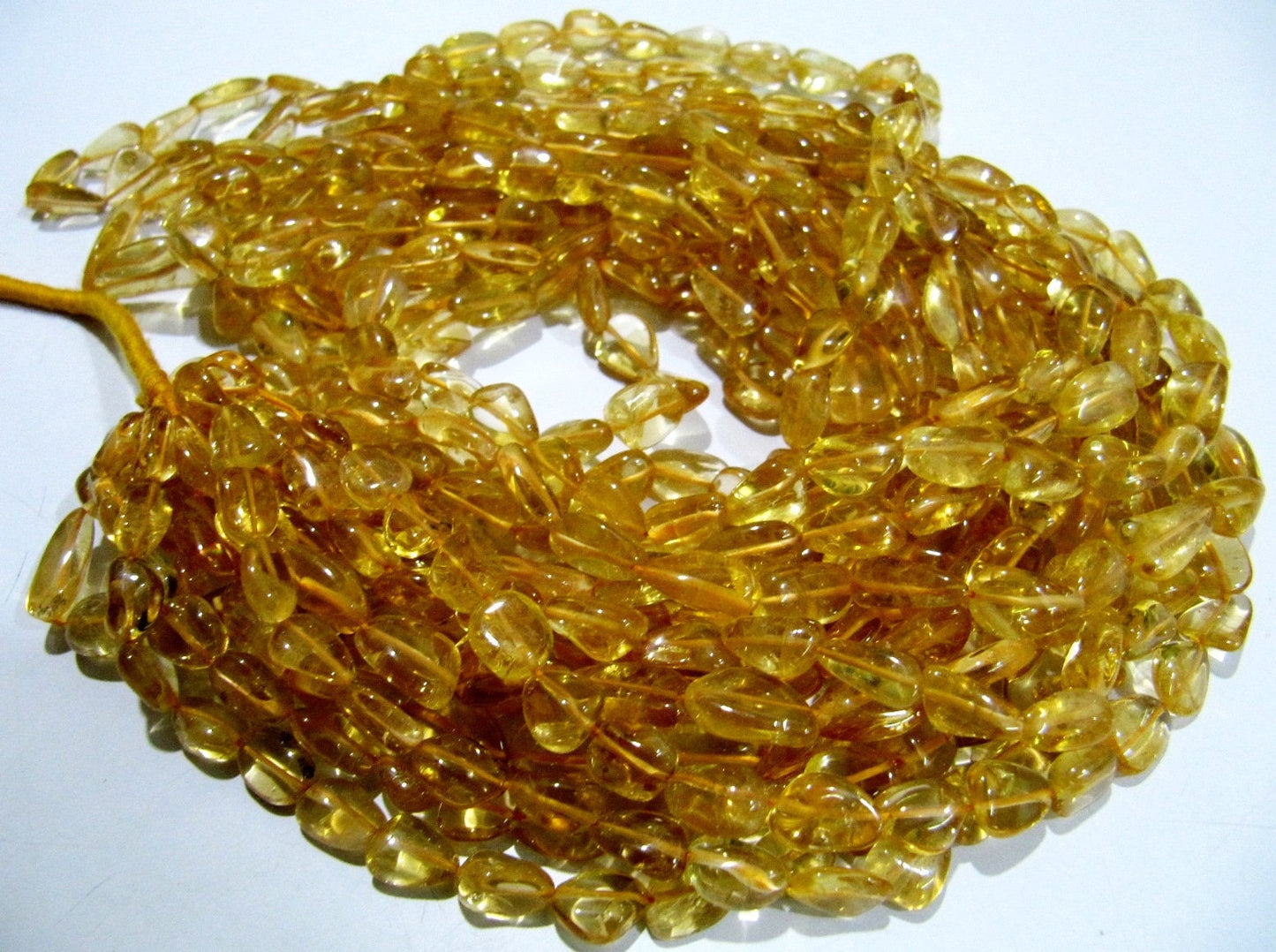 Natural Genuine Citrine Nugget Shape 8 to 12mm long Plain Smooth tumbled Beads Sold per strand of 12 inches long Gemstone Beads