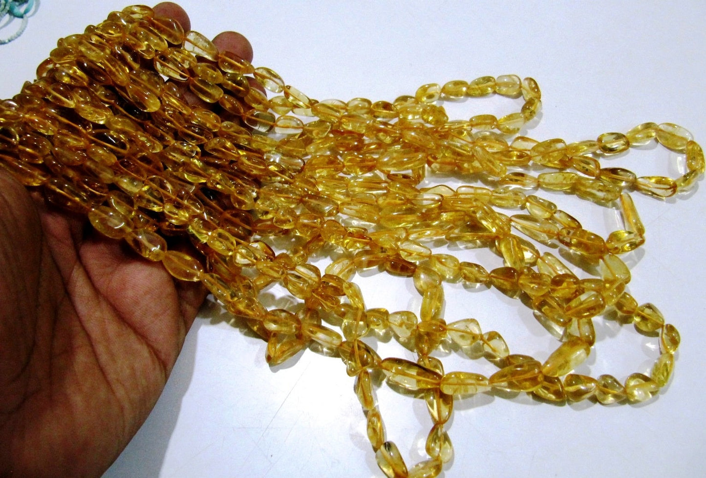 Natural Genuine Citrine Nugget Shape 8 to 12mm long Plain Smooth tumbled Beads Sold per strand of 12 inches long Gemstone Beads