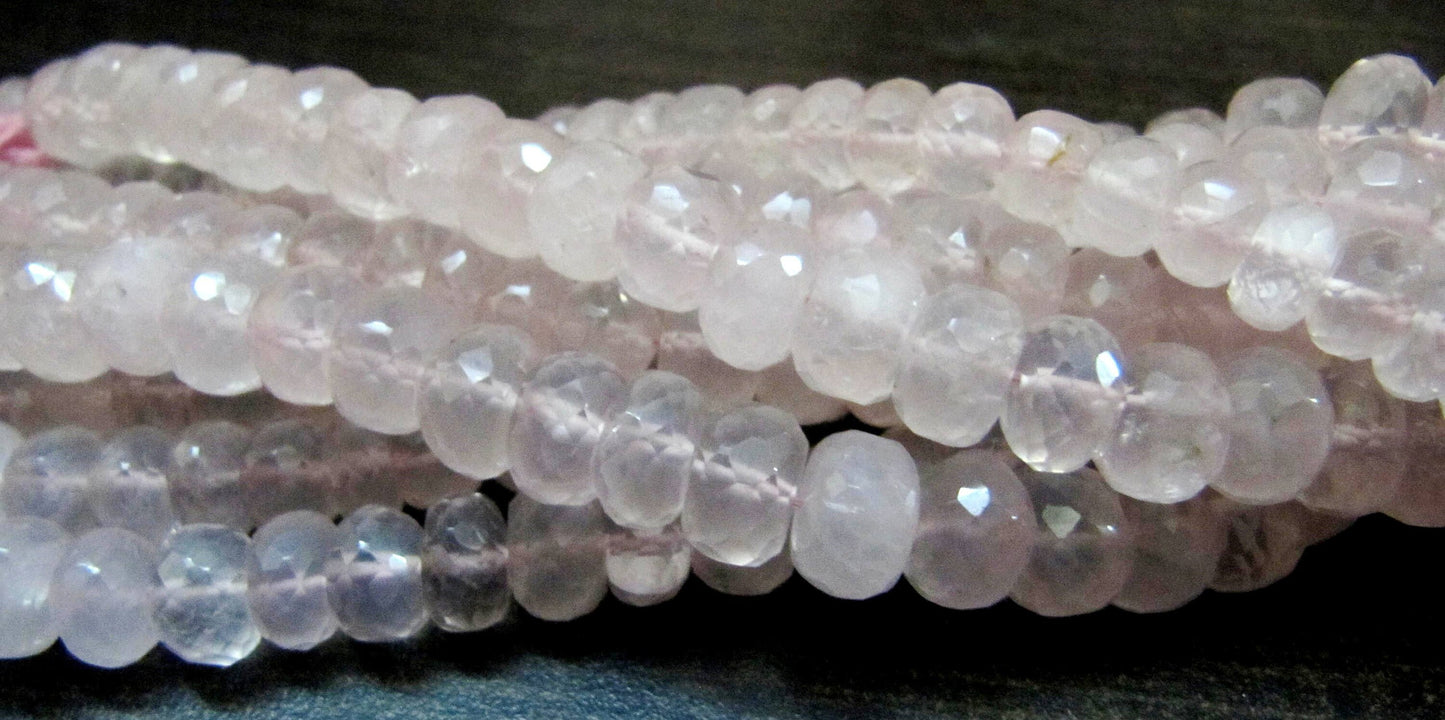 Natural Rose Quartz Rondelle Faceted 8-9mm Size Beads Strand 8 inches Long Jewelry making Gemstone Wholesale Prices