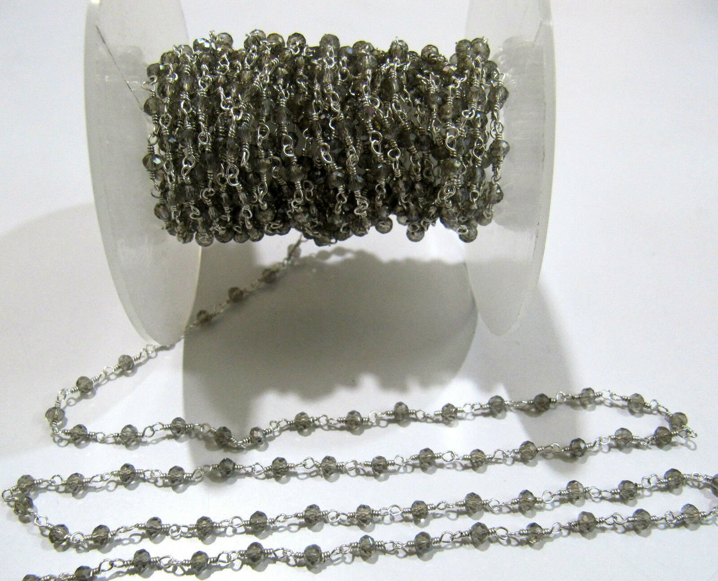 3 Ft-Mystic Labradorite Wire Wrapped Beaded Chain 3-4 mm Size Rondelle Faceted Hydro Quartz Beaded Rosary Chain Wholesale Price