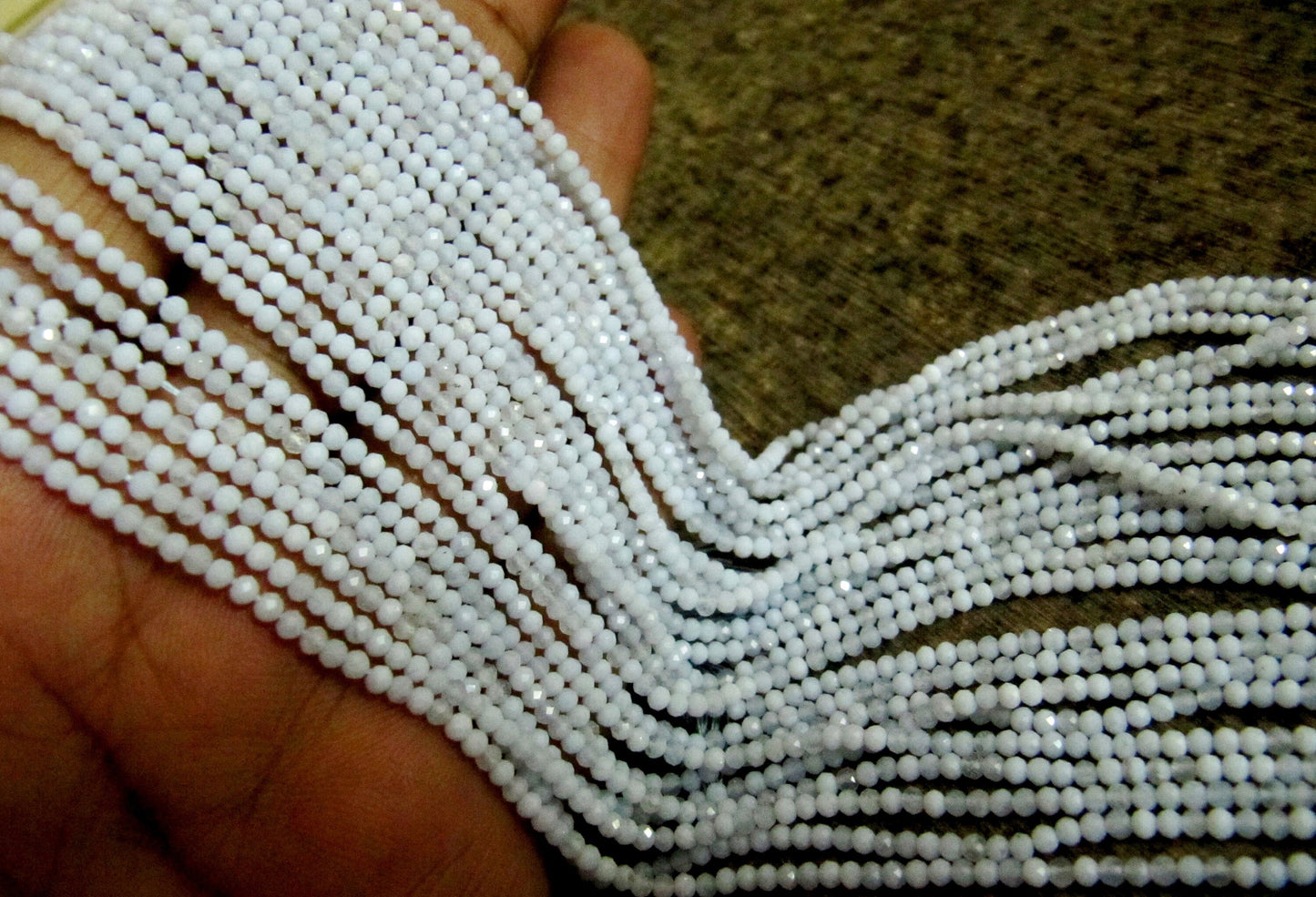 Natural Blue Lace Agate 2.5mm Rondelle Micro faceted Gemstone Beads Strand 13 Inches Long Best Quality Beads Sold Per Strand