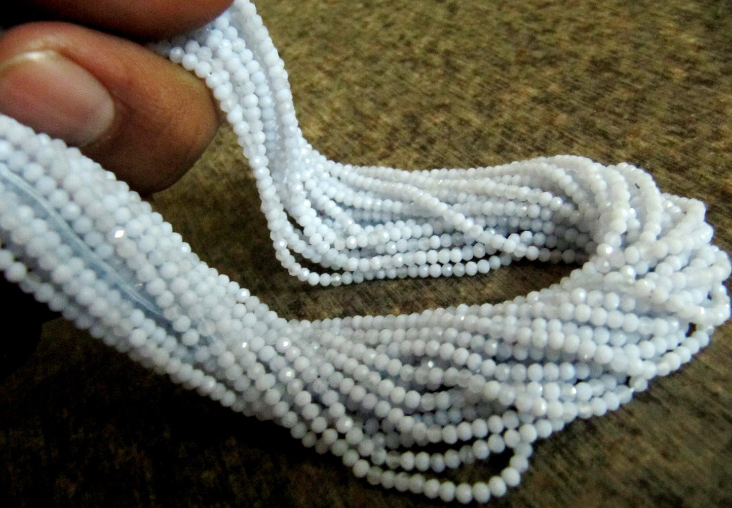 Natural Blue Lace Agate 2.5mm Rondelle Micro faceted Gemstone Beads Strand 13 Inches Long Best Quality Beads Sold Per Strand
