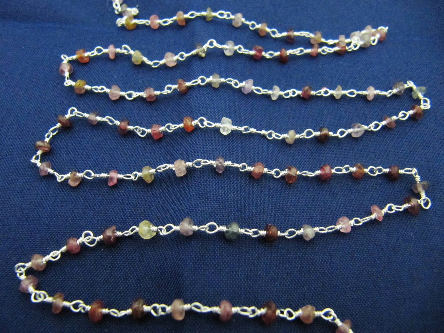 Natural Multi Spinel Rondelle Faceted 3-4mm Beaded Rosary Chain sold per foot Handmade Chain Wholesale Supplies