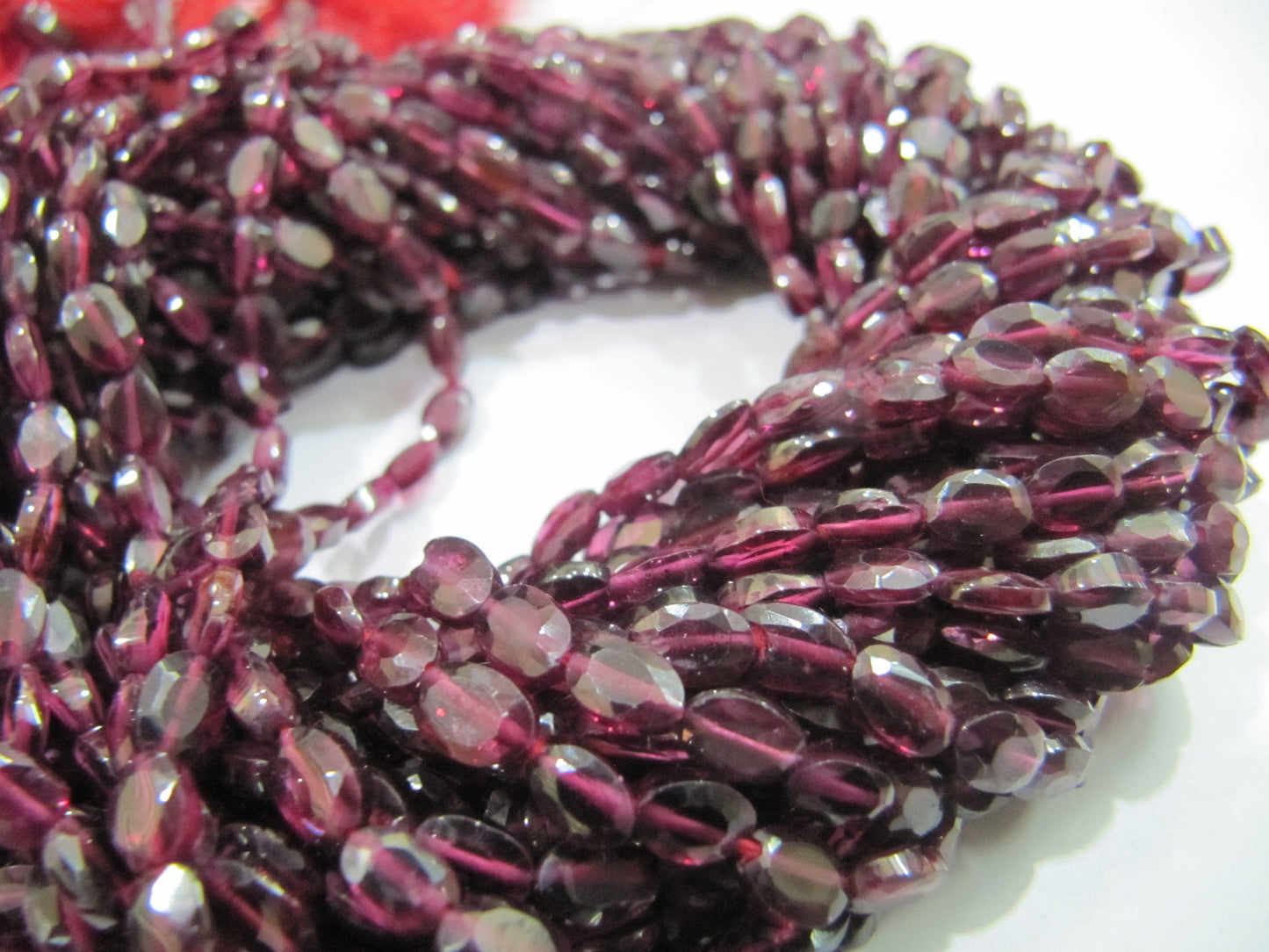 Natural Garnet Oval Shape Briolette Faceted 5 to 7mm Size Gemstone Beads Strand 13 inches long Jewelry Making Beads wholesale Prices