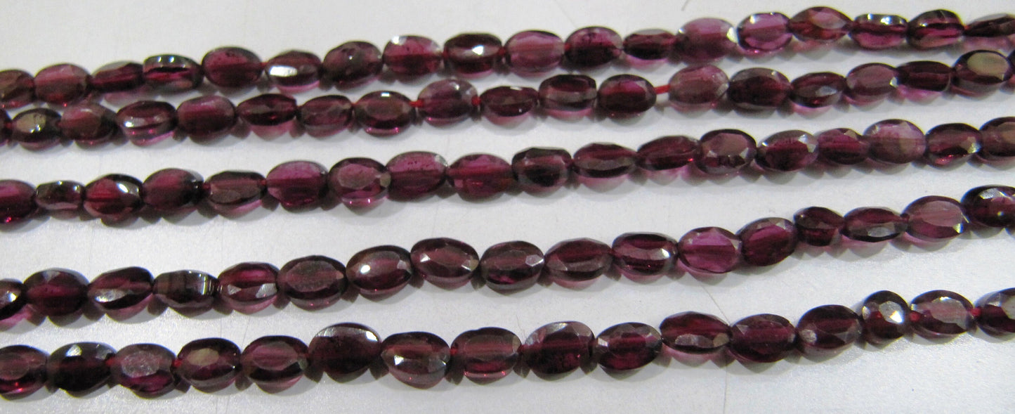 Natural Garnet Oval Shape Briolette Faceted 5 to 7mm Size Gemstone Beads Strand 13 inches long Jewelry Making Beads wholesale Prices