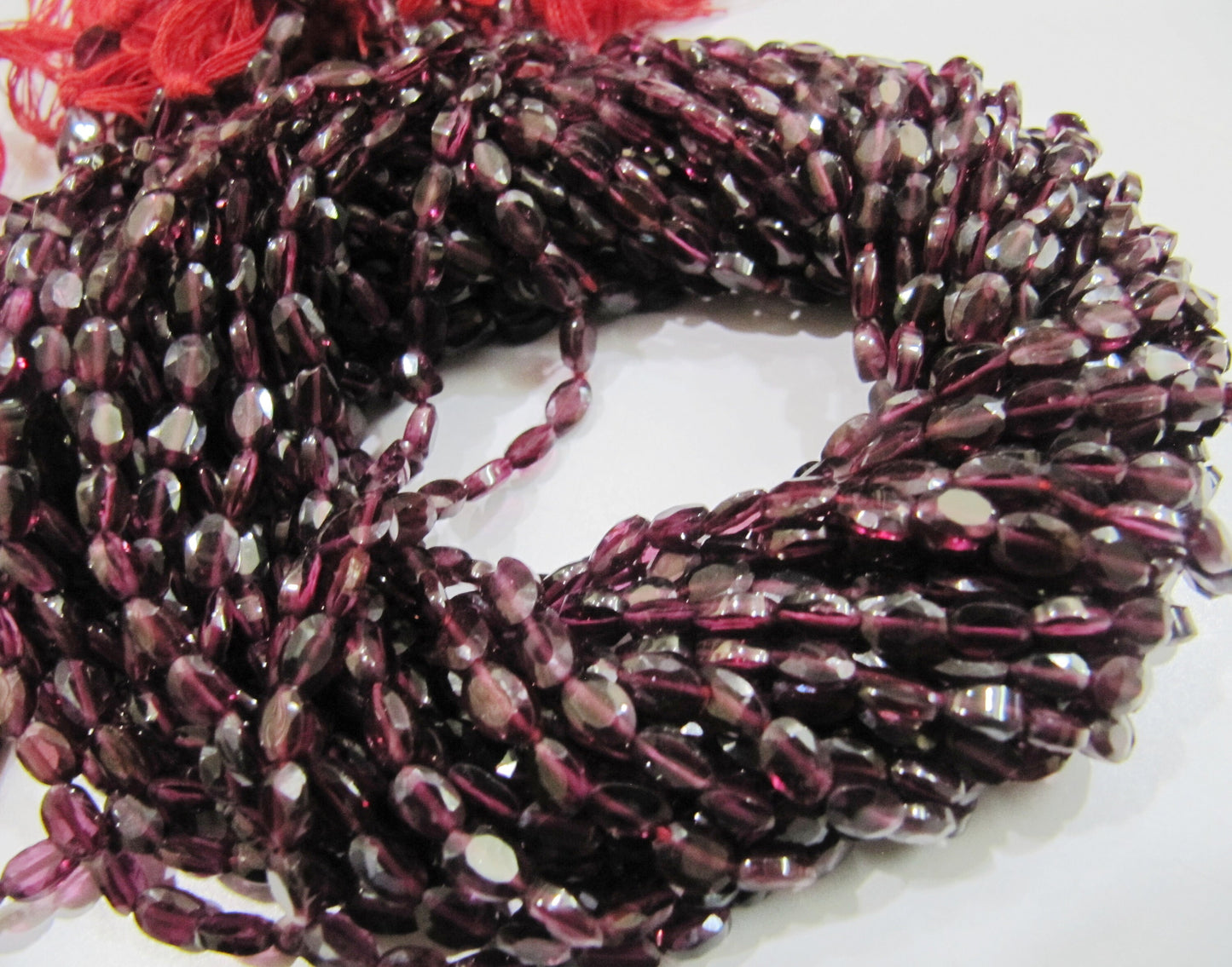 Natural Garnet Oval Shape Briolette Faceted 5 to 7mm Size Gemstone Beads Strand 13 inches long Jewelry Making Beads wholesale Prices