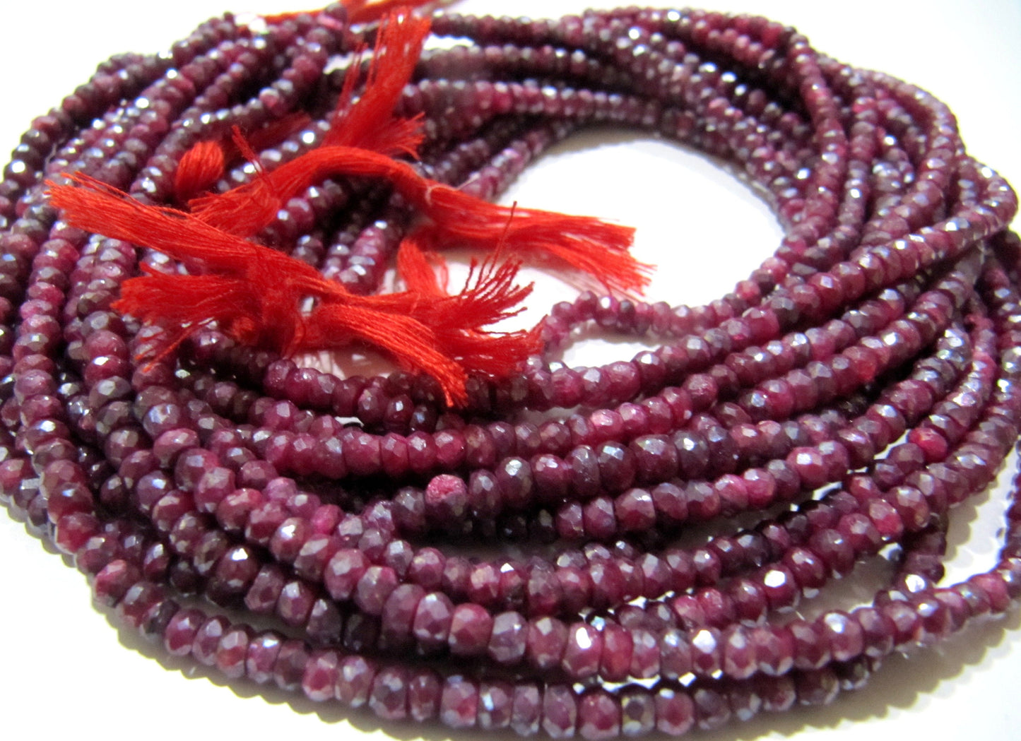 Natural Ruby Silverite Rondelle Faceted 4-5mm Size Gemstone Beads strand 13 Inches Long Wholesale Prices Jewelry making beads