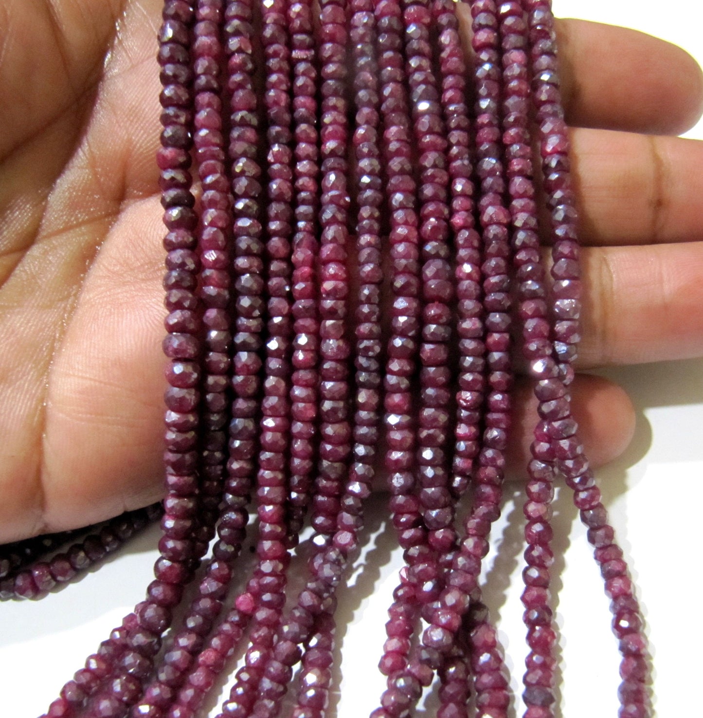 Natural Ruby Silverite Rondelle Faceted 4-5mm Size Gemstone Beads strand 13 Inches Long Wholesale Prices Jewelry making beads
