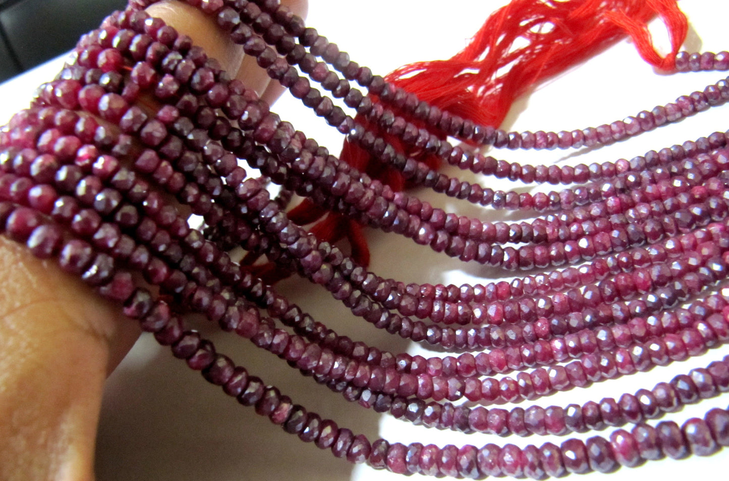 Natural Ruby Silverite Rondelle Faceted 4-5mm Size Gemstone Beads strand 13 Inches Long Wholesale Prices Jewelry making beads
