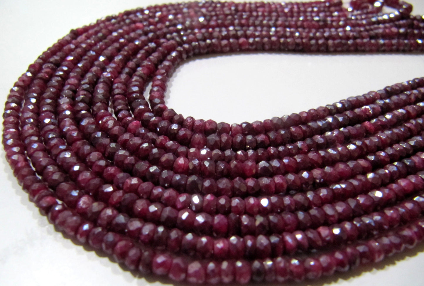 Natural Ruby Silverite Rondelle Faceted 4-5mm Size Gemstone Beads strand 13 Inches Long Wholesale Prices Jewelry making beads
