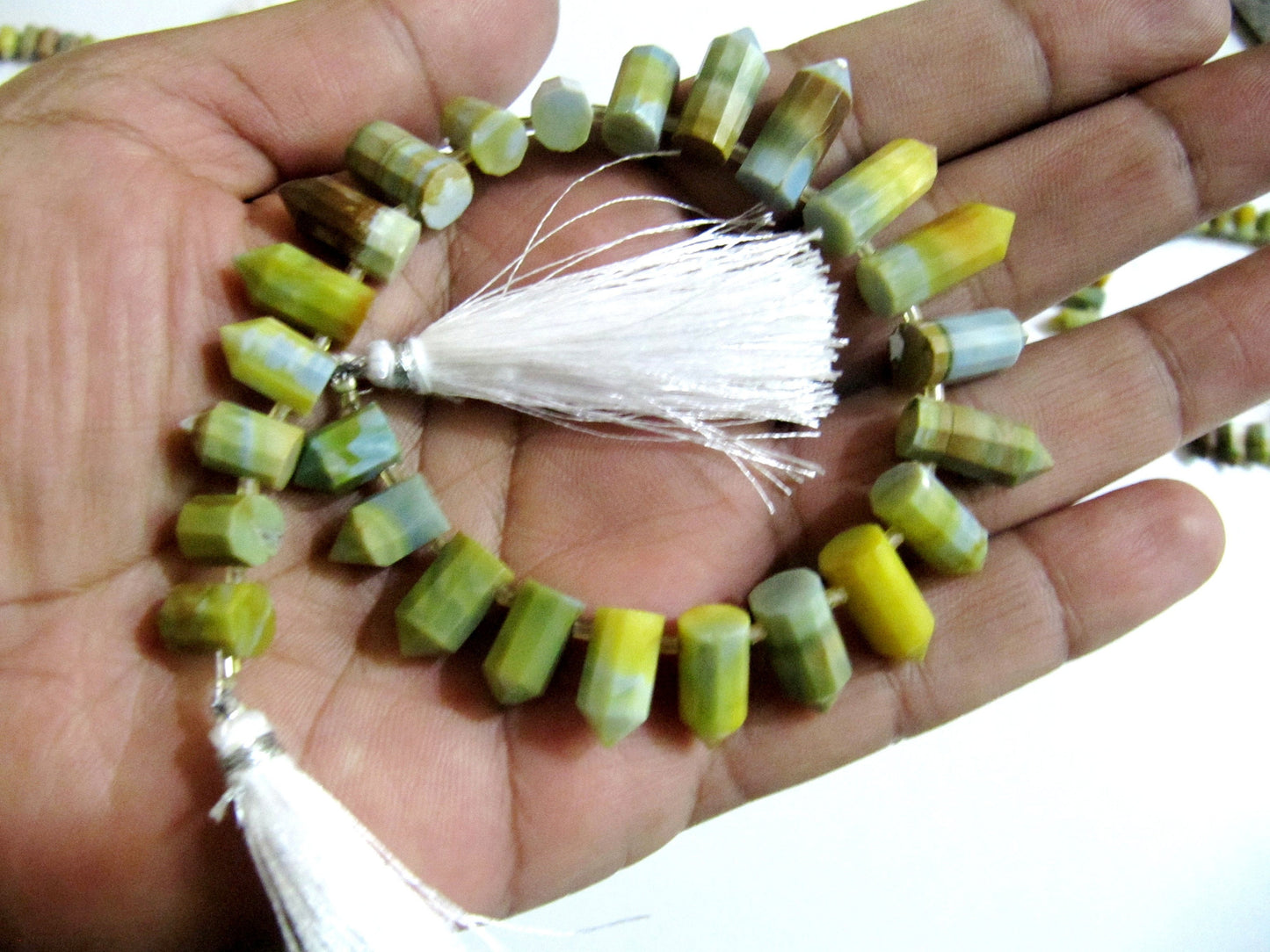 Natural Boulder Opal Briolette Faceted Pencil Bullet Shape 0.5 to 1 inch Long Beads Strand 8 inches long Wholesale Prices