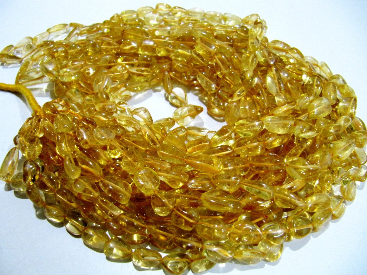 Natural Genuine Citrine Nugget Shape 8 to 12mm long Plain Smooth tumbled Beads Sold per strand of 12 inches long Gemstone Beads