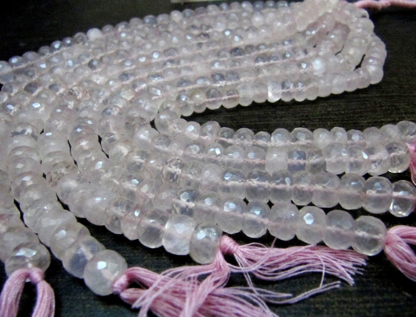 Natural Rose Quartz Rondelle Faceted 8-9mm Size Beads Strand 8 inches Long Jewelry making Gemstone Wholesale Prices