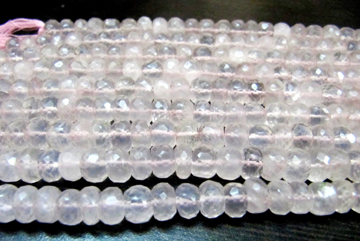 Natural Rose Quartz Rondelle Faceted 8-9mm Size Beads Strand 8 inches Long Jewelry making Gemstone Wholesale Prices