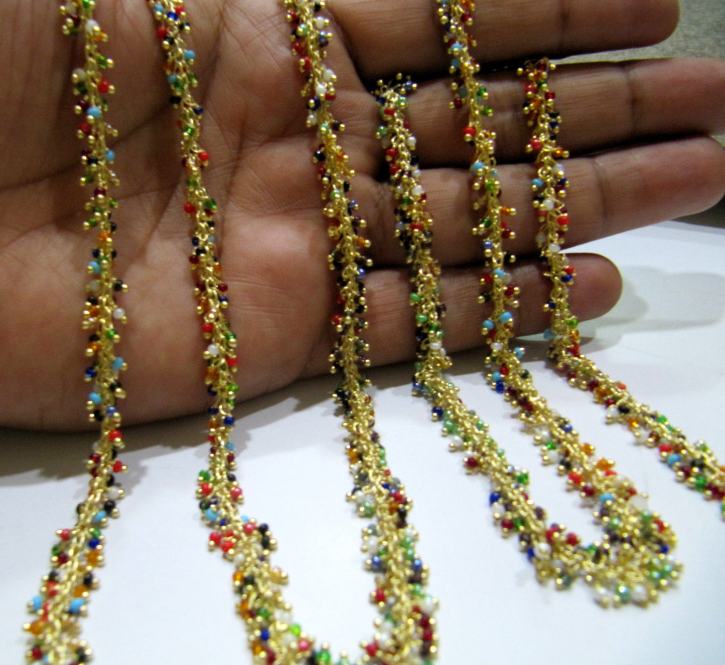 Multi Color Quartz Smooth Grape Beaded 2mm Cluster Chain. Wire Wrapped Angoori Chain Wholesale Prices Handmade Dangling Chain Sold per foot