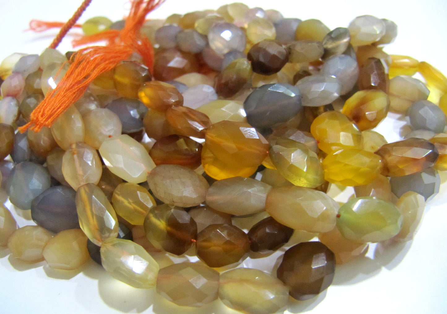 Natural Multi Chalcedony Oval shape Briolette Faceted 8x12mm to 12x15mm Size Beads Strand 10 Inches long Wholesale Price jewelry making Bead