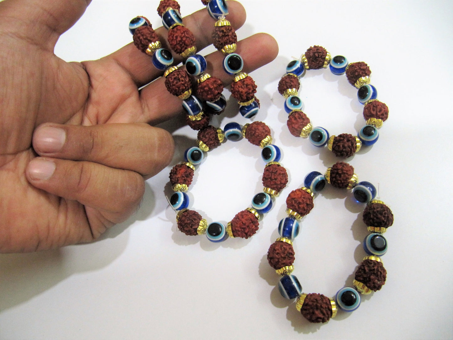 Rudraksh Bracelet 7inches Stretchy Bracelet Healing Stones 12mm Controlling Stress, Progress Easier Unisex Gift sold per piece