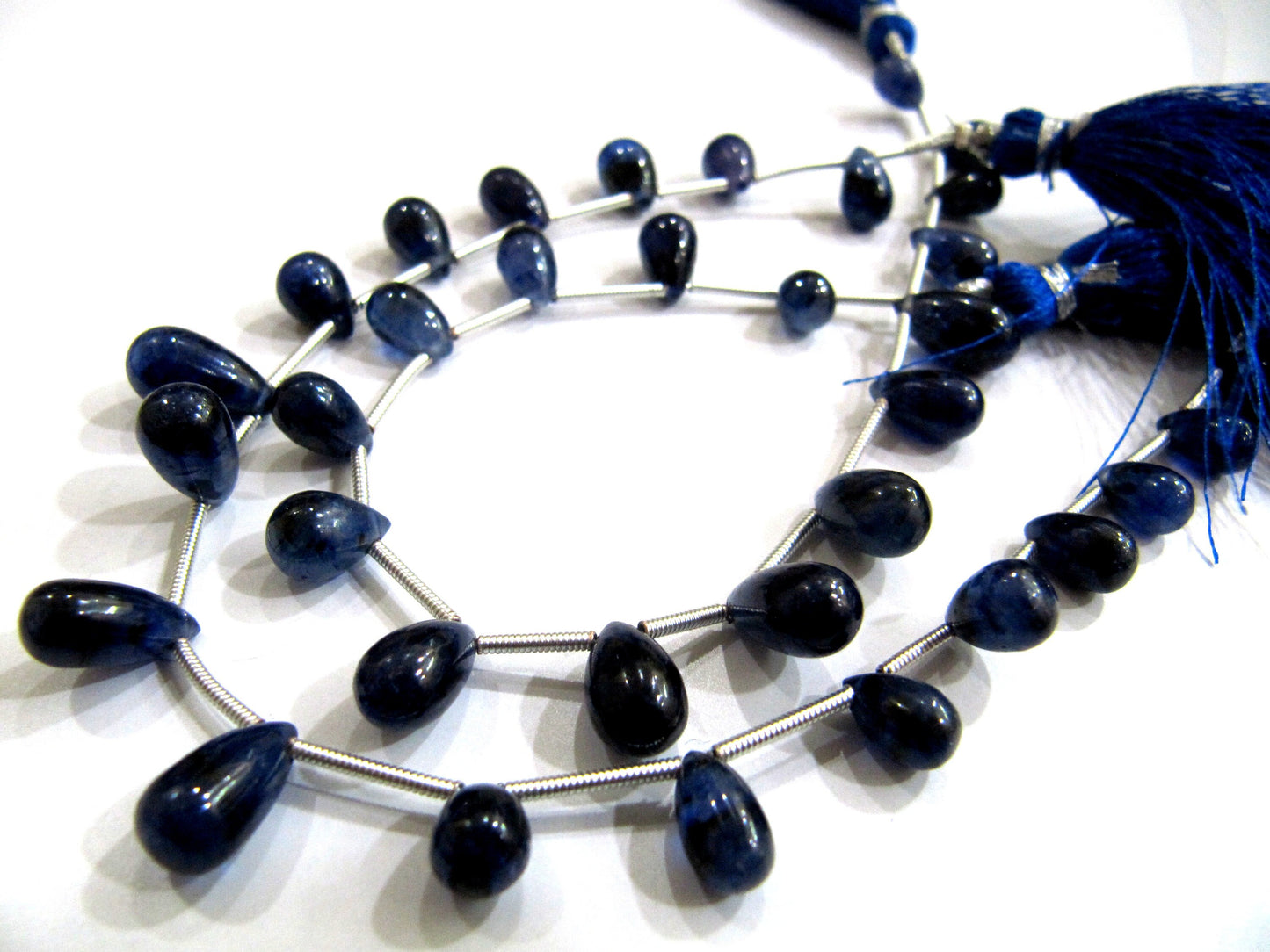 Natural Blue Sapphire Teardrop Plain Drop Smooth Beads 5x8mmTo 6x10mm Strand 8 Inch Long