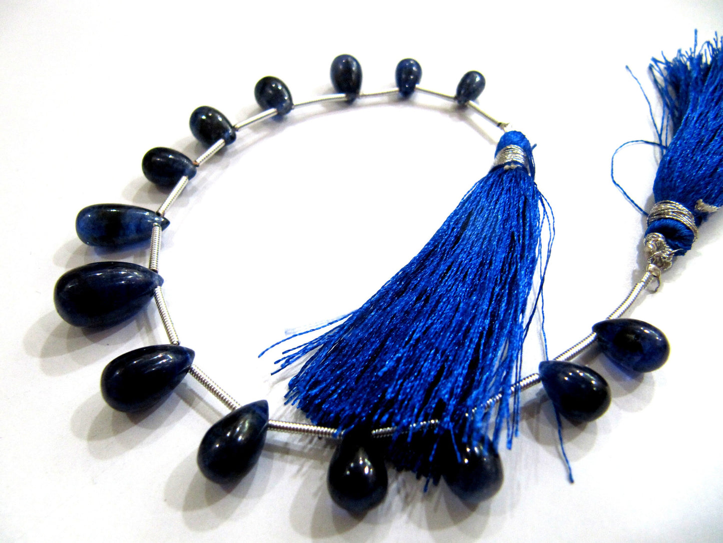 Natural Blue Sapphire Teardrop Plain Drop Smooth Beads 5x8mmTo 6x10mm Strand 8 Inch Long