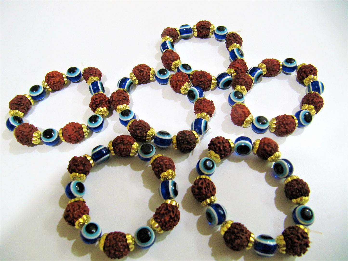 Rudraksh Bracelet 7inches Stretchy Bracelet Healing Stones 12mm Controlling Stress, Progress Easier Unisex Gift sold per piece