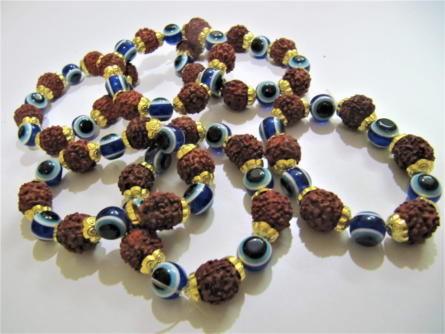 Rudraksh Bracelet 7inches Stretchy Bracelet Healing Stones 12mm Controlling Stress, Progress Easier Unisex Gift sold per piece